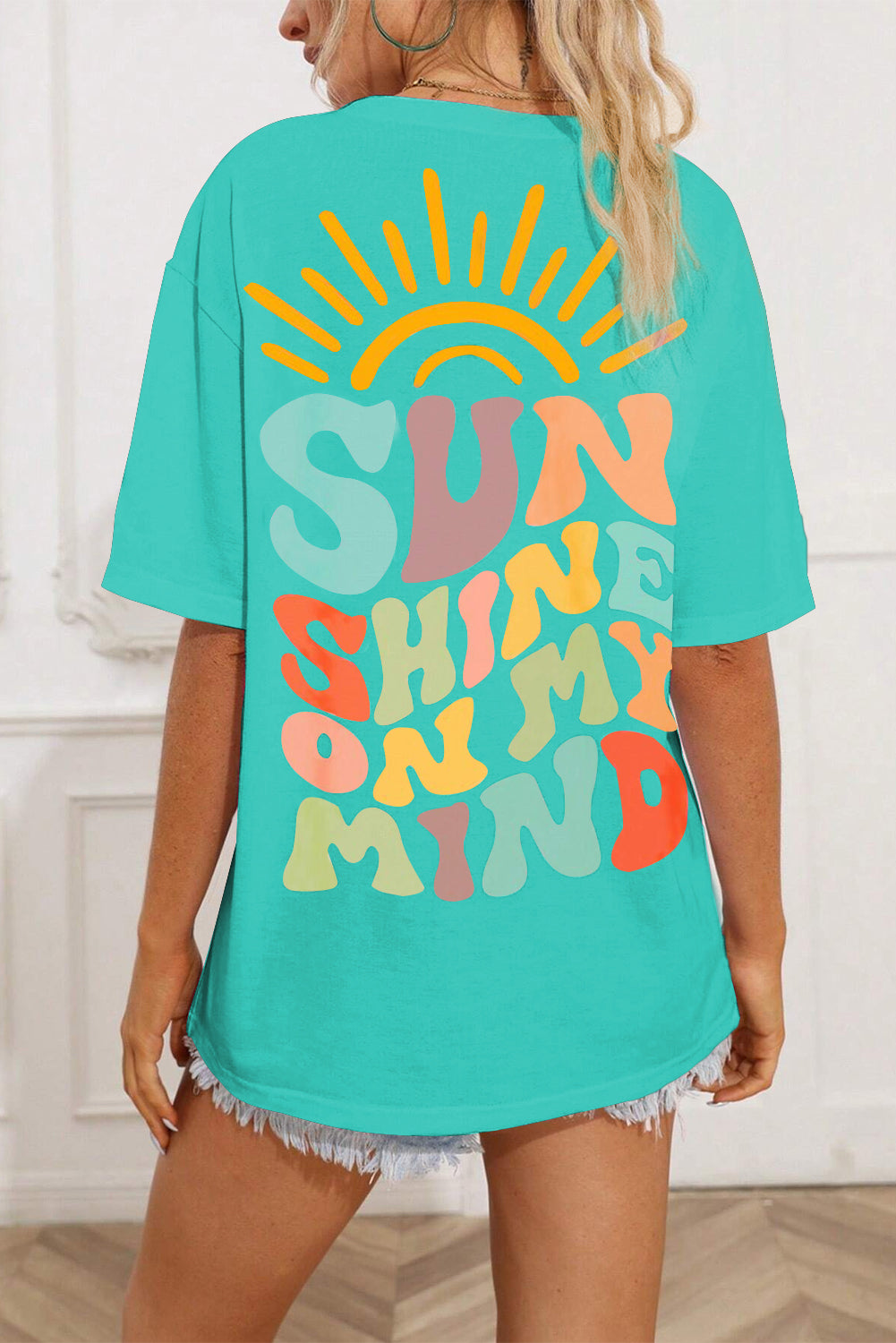 SUN SHINE ON MY MIND Round Neck T-Shirt-Jewearrings