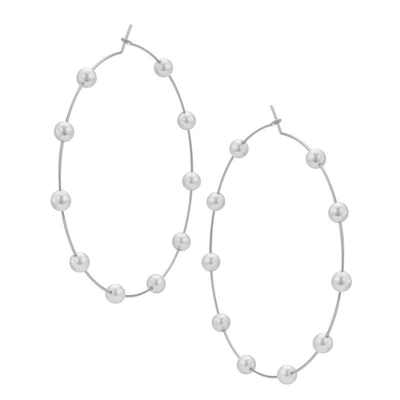 Pearl Large Circle Earrings-Jewearrings