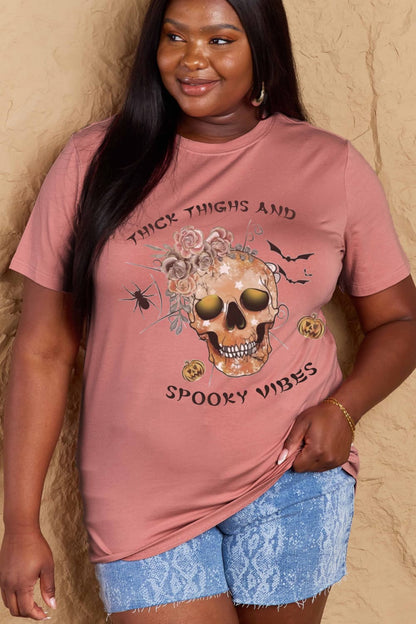 Simply Love Full Size THICK THIGHS AND SPOOKY VIBES Graphic Cotton T-Shirt-Jewearrings