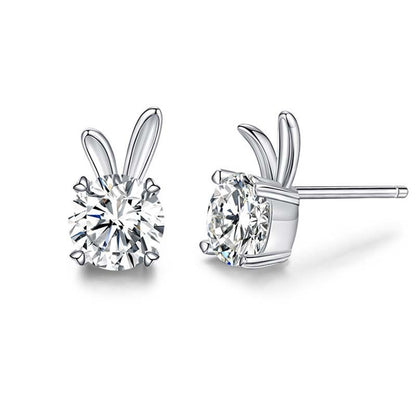 Women's Rabbit Moissanite Sterling Silver Earrings-Jewearrings