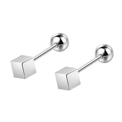 Geometric Dumbbell Romantic Stud Earrings Female Personality Ning Screw Small Ear Rings-Jewearrings