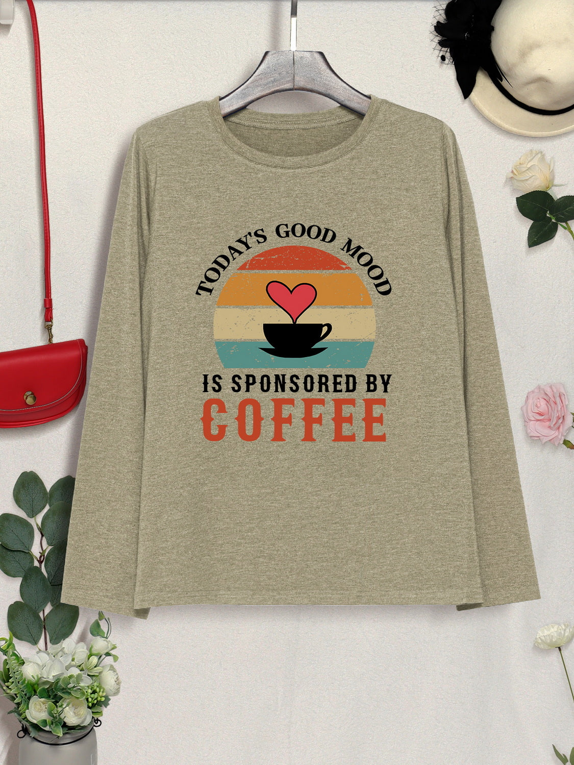 TODAY'S GOOD MOOD IS SPONSORED BY COFFEE Round Neck T-Shirt-Jewearrings