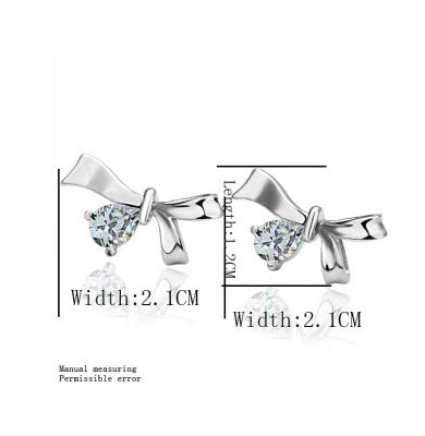 Female Crystal Zircon Bow Earrings-Jewearrings