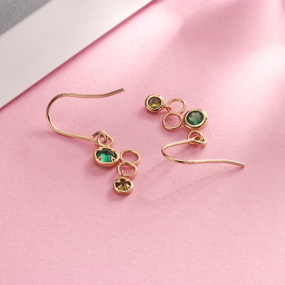 Women's Sterling Silver Green Bubble Earrings-Jewearrings