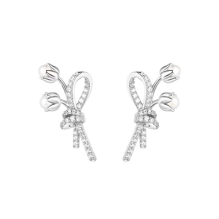 Linglan Bouquet Women's Minority Fashion Design Pearl Earrings-Jewearrings