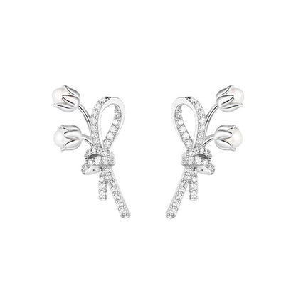 Linglan Bouquet Women's Minority Fashion Design Pearl Earrings-Jewearrings