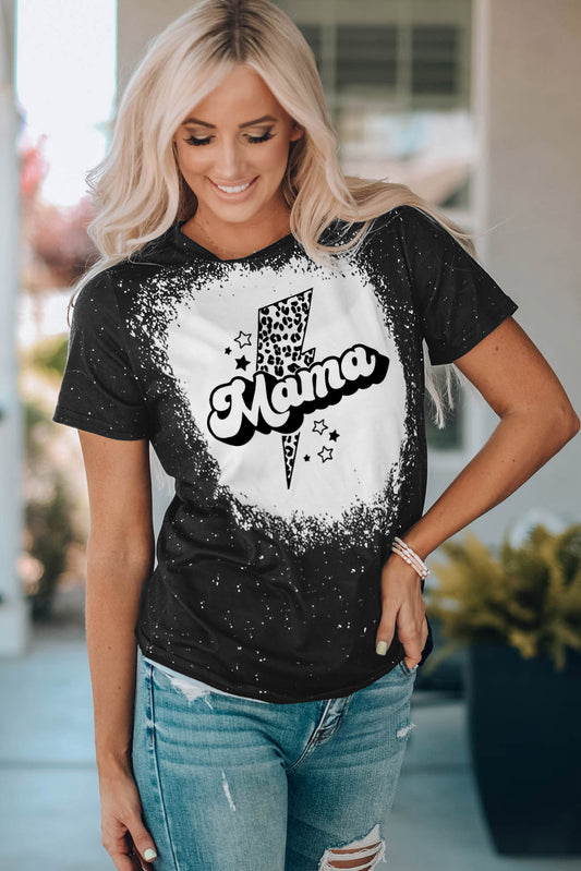 MAMA Lightning Graphic Short Sleeve Tee Shirt-Jewearrings