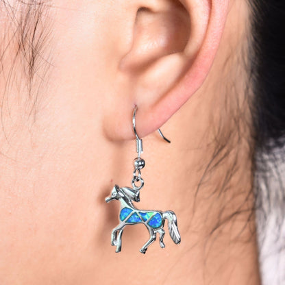 Opal small animal pony earrings-Jewearrings