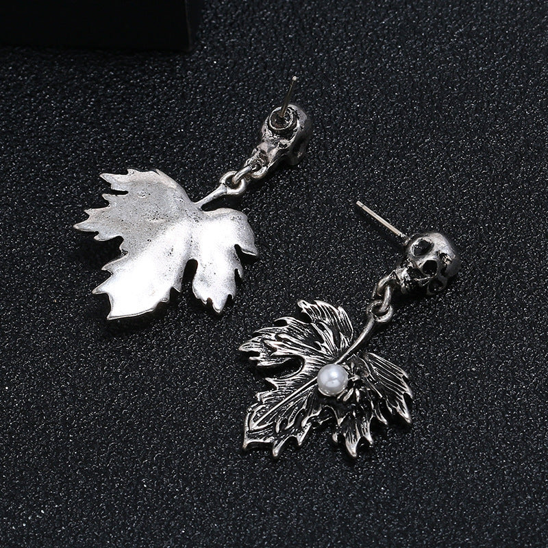 Personalized Wild Pearl Maple Leaf Earrings-Jewearrings