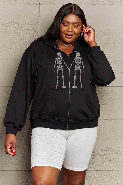 Simply Love Full Size Skeleton Graphic Hoodie-Jewearrings