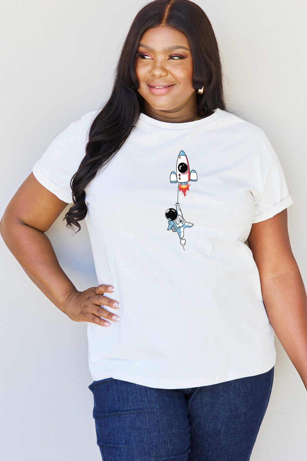 Simply Love Full Size Astronaut Graphic Cotton T-Shirt-Jewearrings