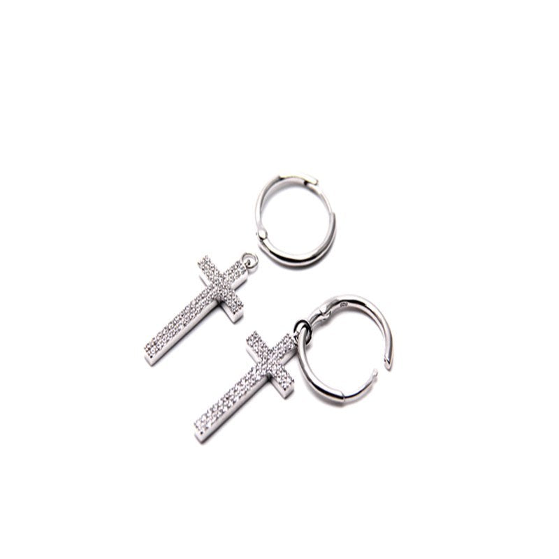 Silver Ring Cross Earrings-Jewearrings