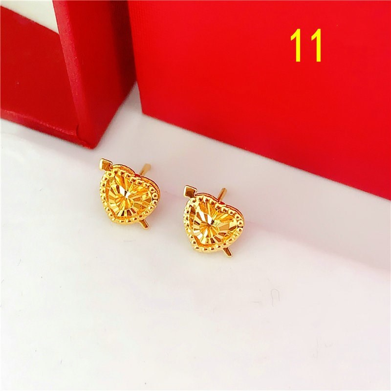 Variety Of Rose Flower Sand Gold Glossy Round Bead Earrings-Jewearrings