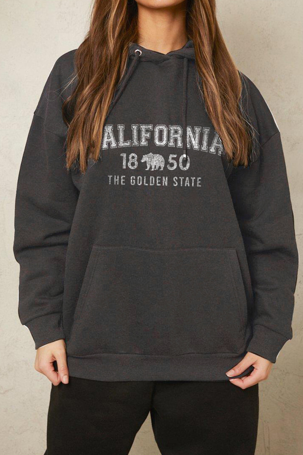 Simply Love Simply Love Full Size CALIFORNIA 1850 THE GOLDEN STATE Graphic Hoodie-Jewearrings