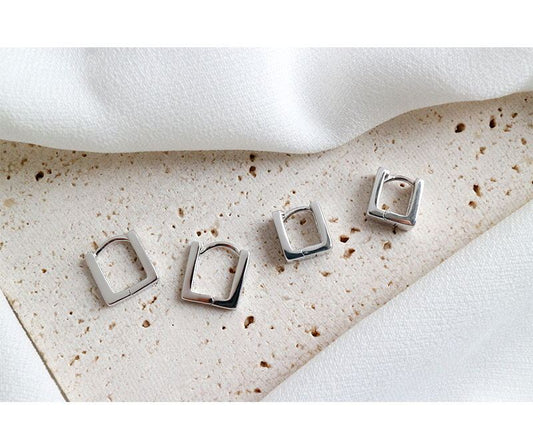 S925 Sterling Silver Personality Creative Square Earrings-Jewearrings