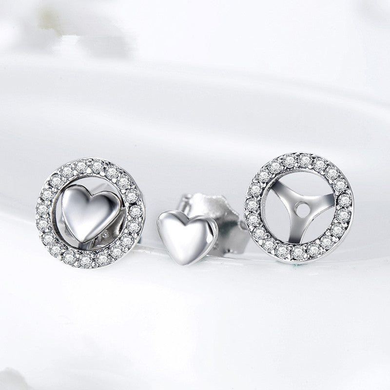 Small Silver Bean Love S925 Sterling Silver Stud Earrings-Jewearrings