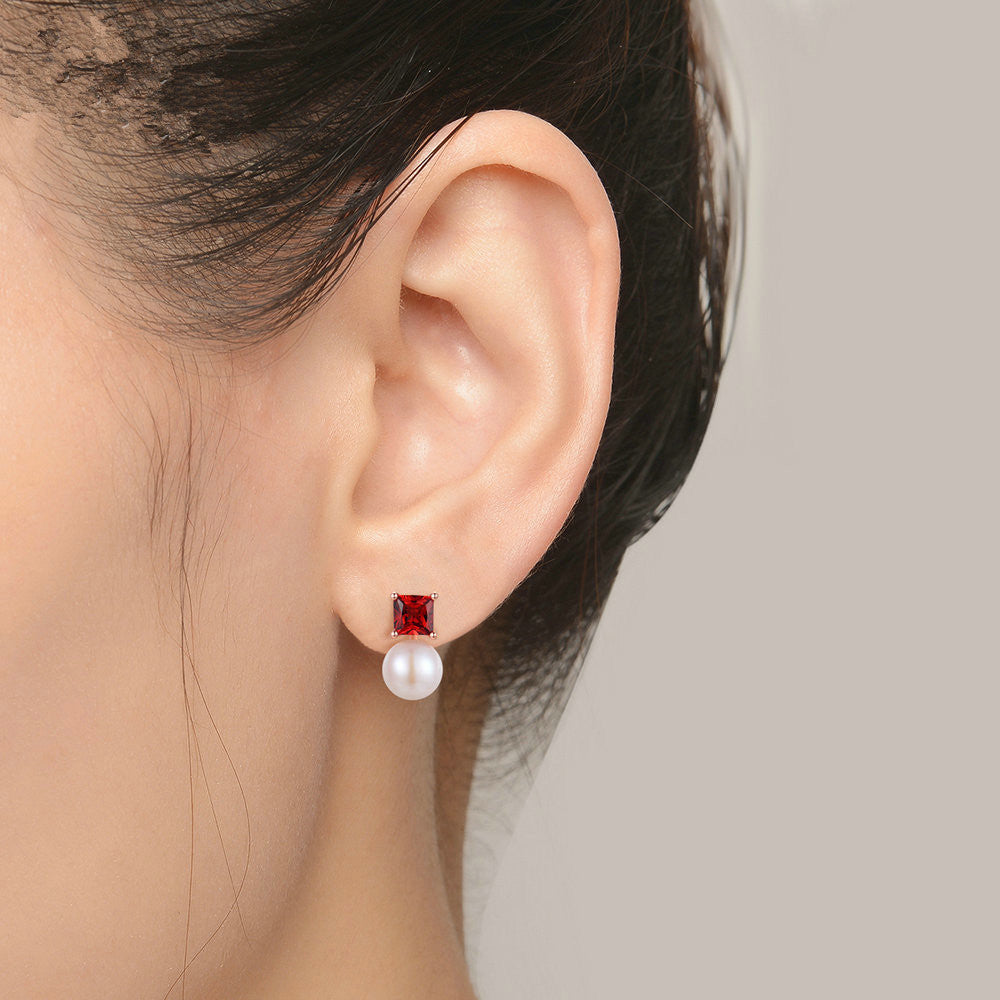 Natural Garnet Pearl Earrings-Jewearrings