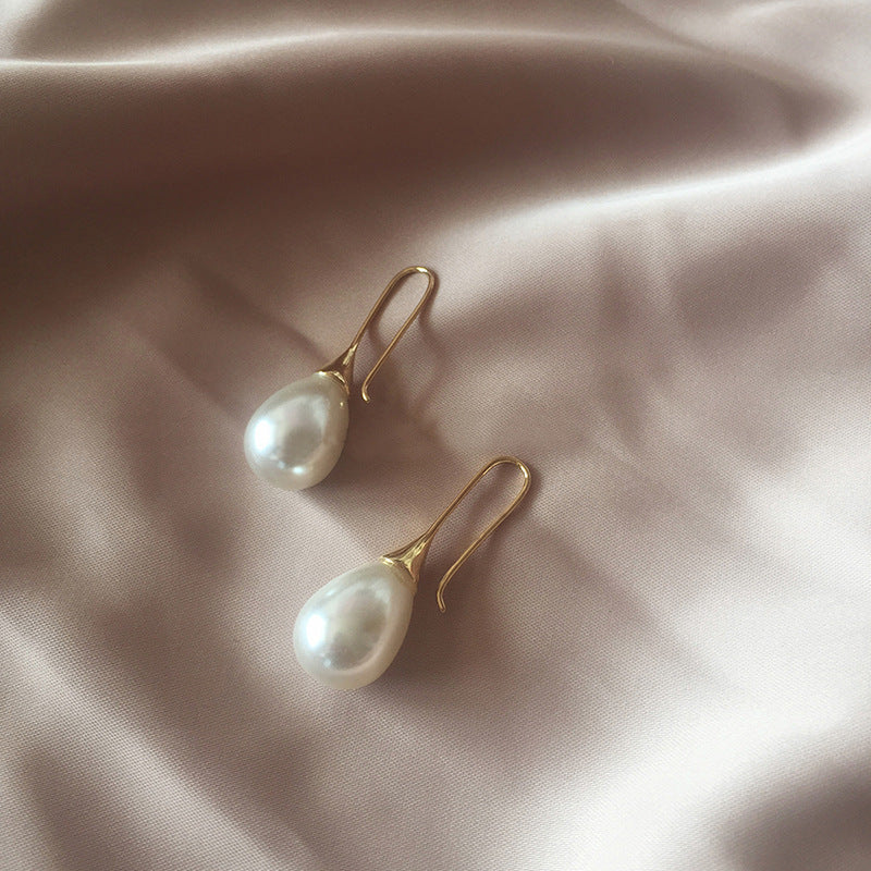 Waterdrop pearl simple personality earrings-Jewearrings