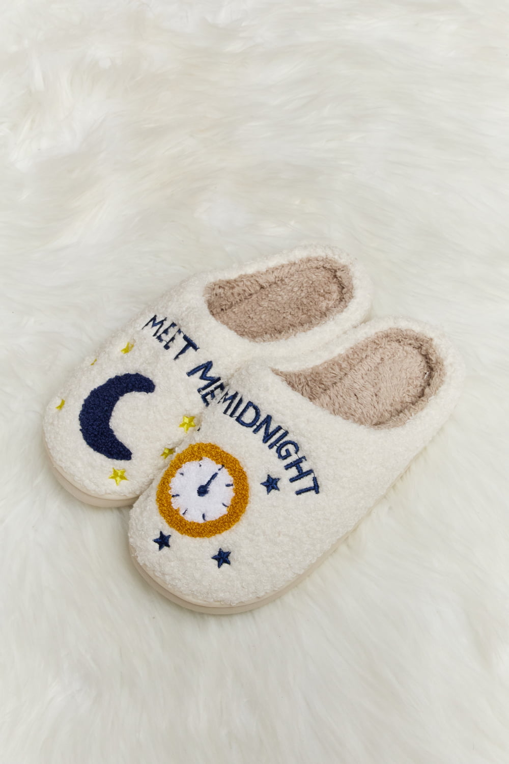 Melody Printed Plush Slide Slippers-Jewearrings