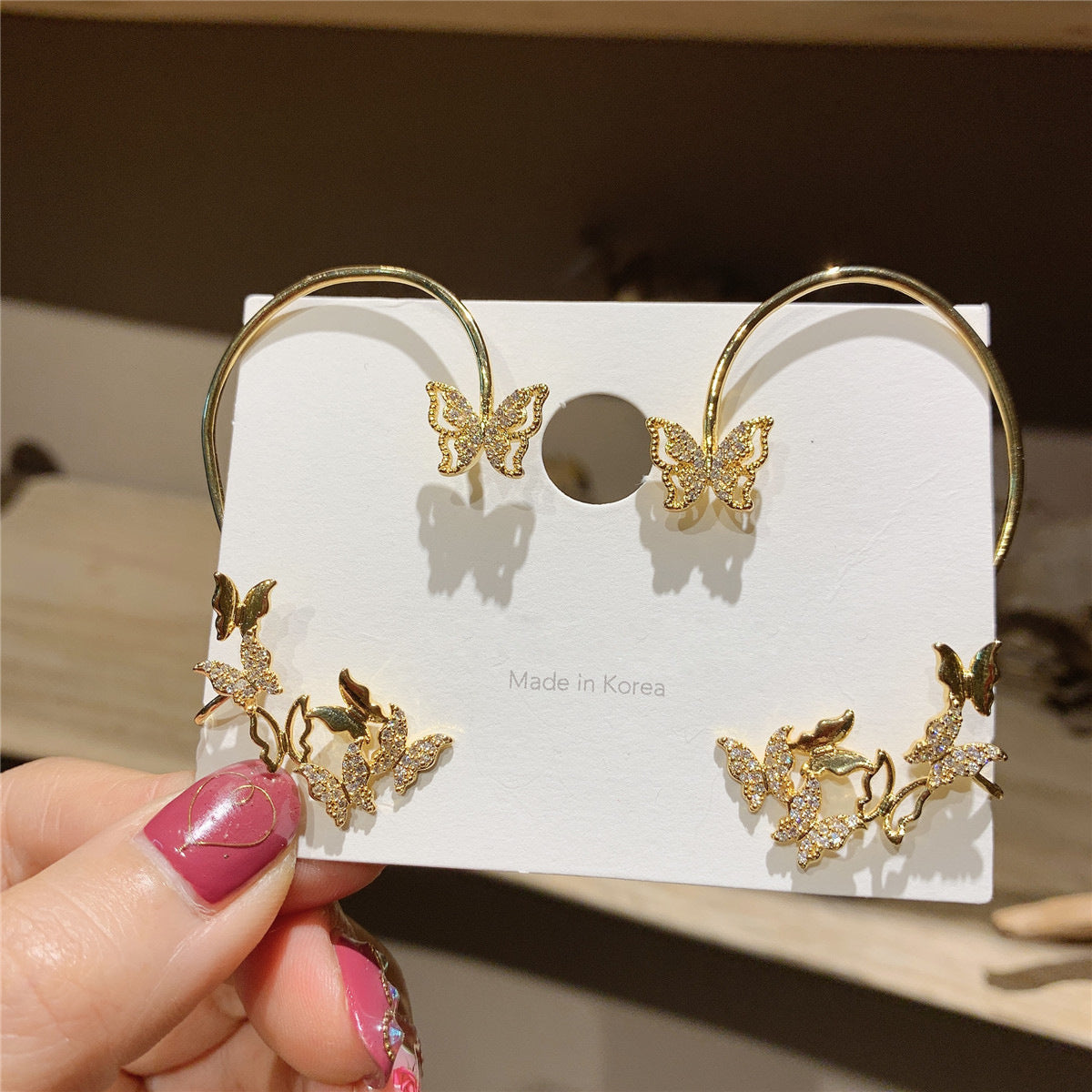 Ear Clip One Fairy Butterfly Shape Temperament Super Fairy Earrings High Sense Earrings-Jewearrings