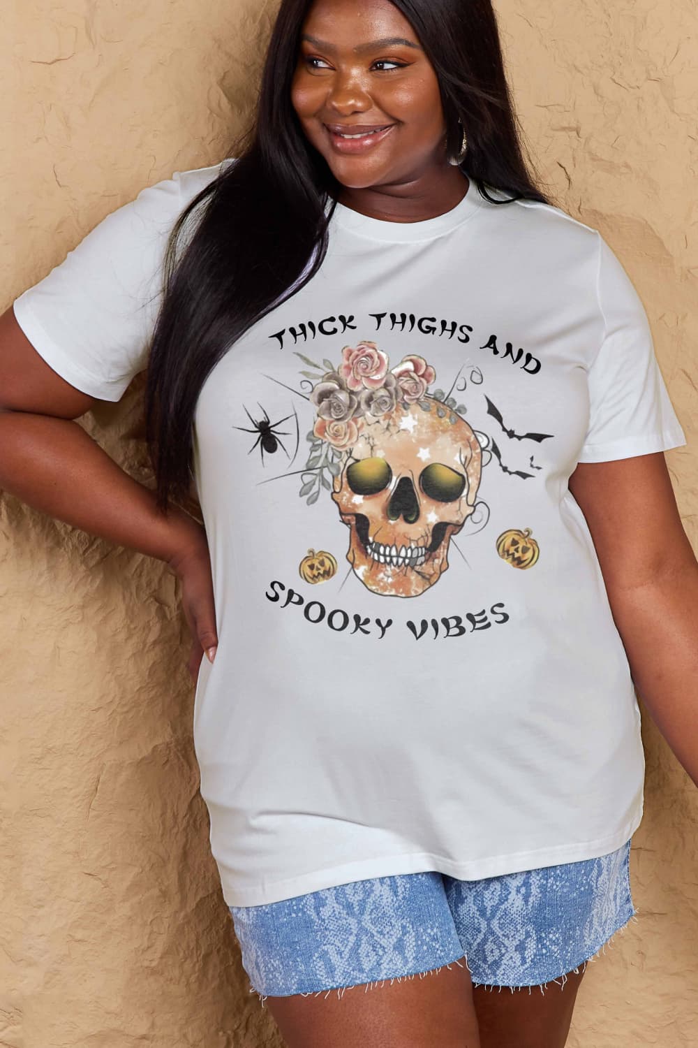 Simply Love Full Size THICK THIGHS AND SPOOKY VIBES Graphic Cotton T-Shirt-Jewearrings