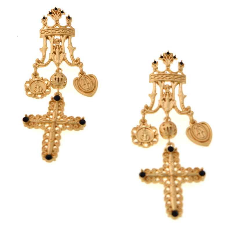 Women's Fashion Cross Cutout Exaggerated Earrings-Jewearrings