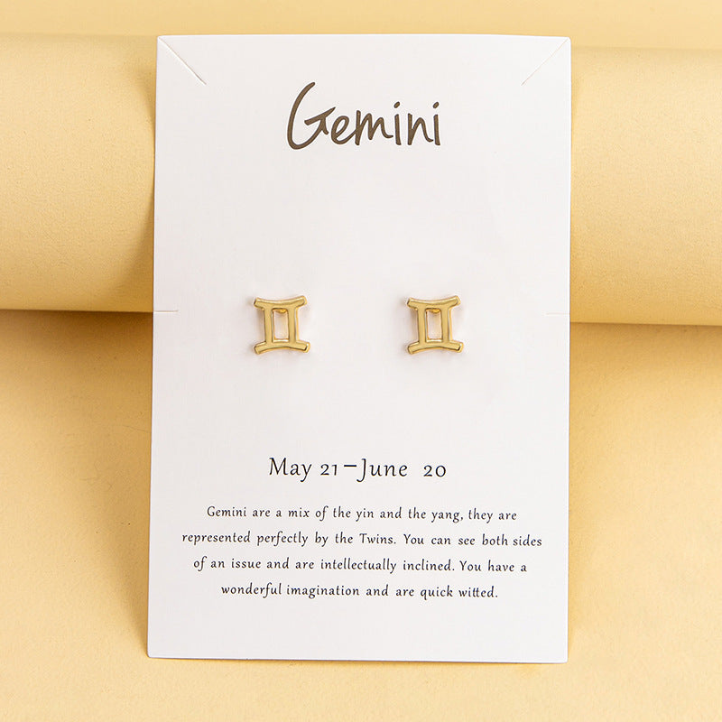 Twelve Constellation Earrings Gold And Silver 12 Zodiac-Jewearrings