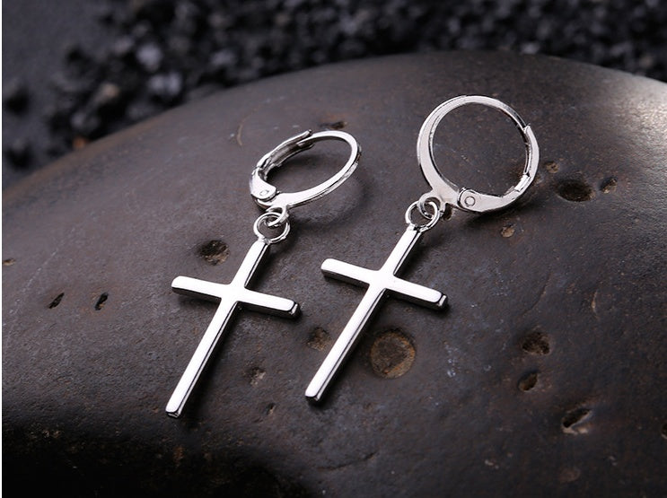 New Trendy Male Temperament Earrings Circle Cross-Jewearrings