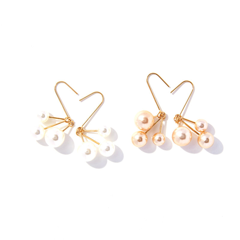 Women's asymmetric pearl earrings-Jewearrings