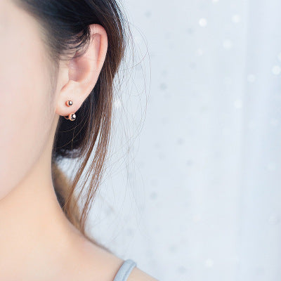 Rose Gold Minimalism Cute Smooth Bead Stud Earrings-Jewearrings