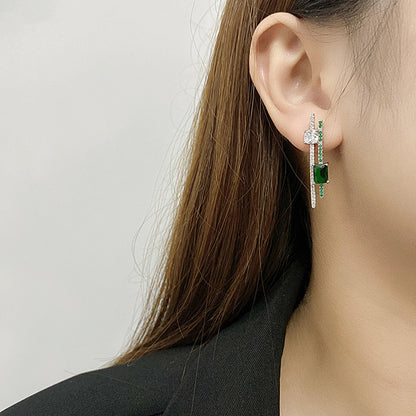 S925 Sterling Silver Stud Earrings Emerald-Jewearrings