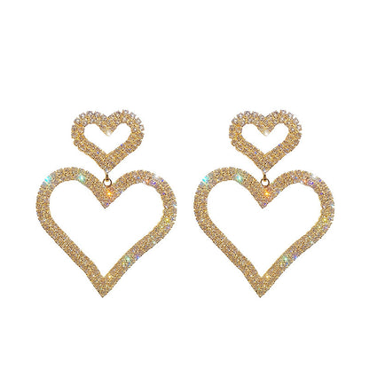 S925 silver pin studded double love earrings-Jewearrings