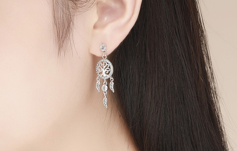 Earrings Europe and the United States cross-border explosion models s925 sterling silver life tree dream catcher anti-allergic temperament ladies earrings SCE457-Jewearrings