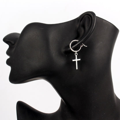 Alloy Cross Pendant Earrings-Jewearrings