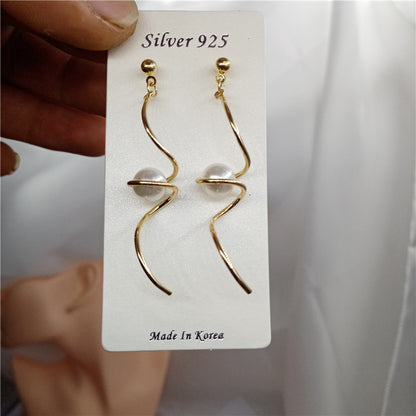 Spiral pearl earrings-Jewearrings