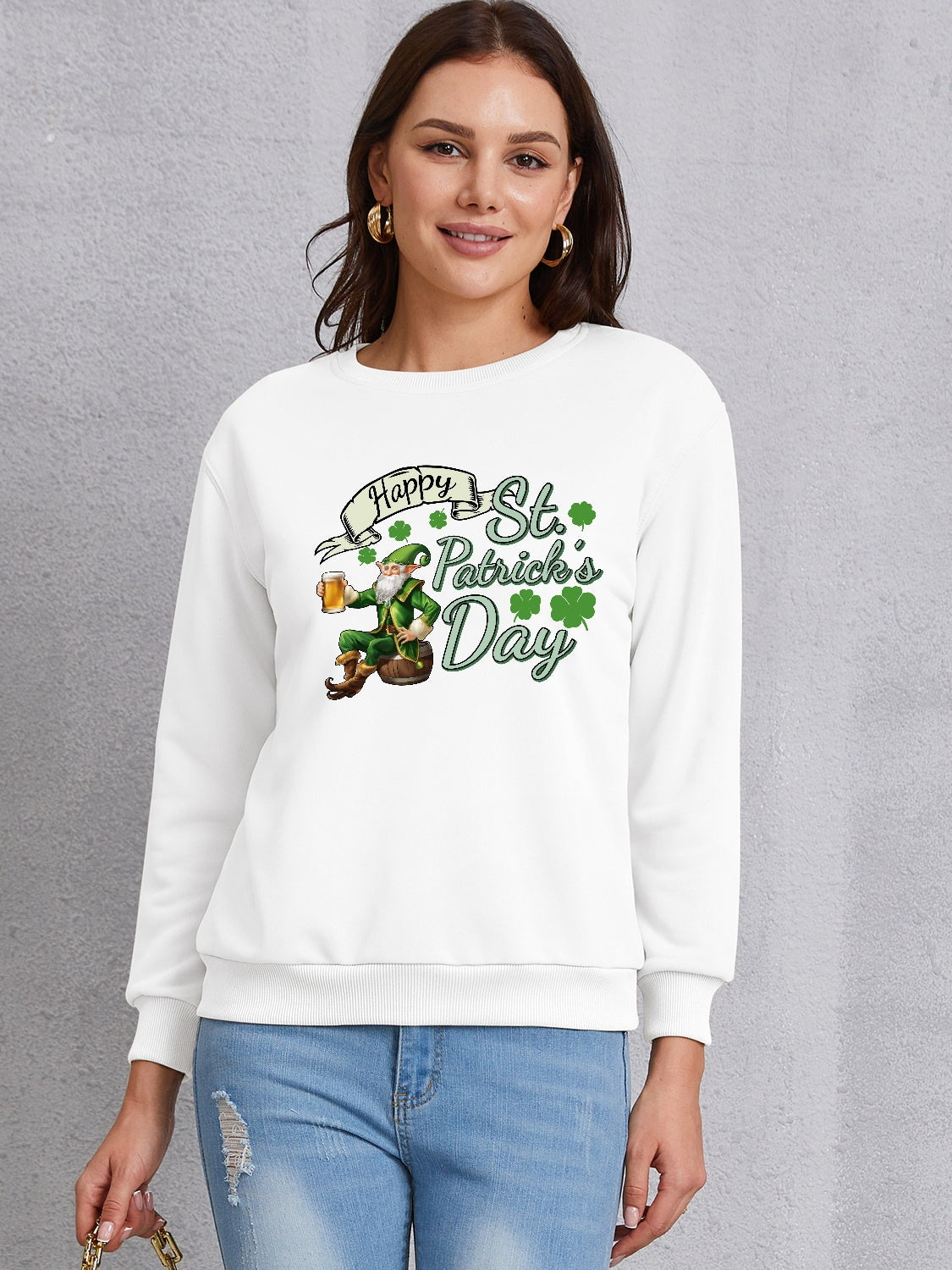 HAPPY ST. PATRICK'S DAY Round Neck Sweatshirt-Jewearrings