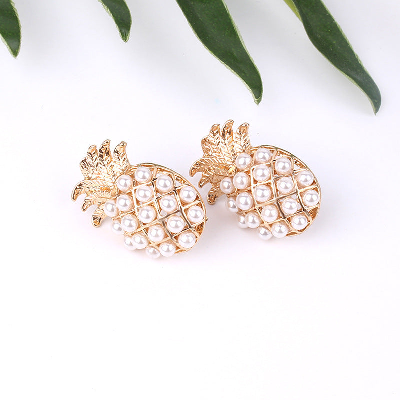 Pineapple pearl earrings-Jewearrings