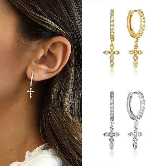 Geometric cross earrings-Jewearrings