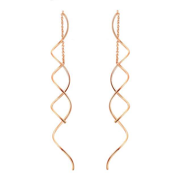 Simple spiral ear line gold colSubtle Solitaire Drop Studsor fashion earrings jewelry wholesale-Jewearrings