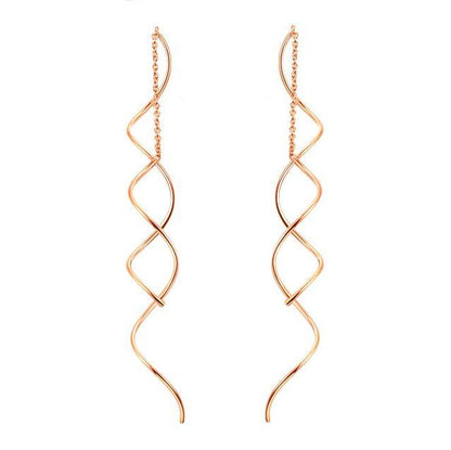 Simple spiral ear line gold colSubtle Solitaire Drop Studsor fashion earrings jewelry wholesale-Jewearrings