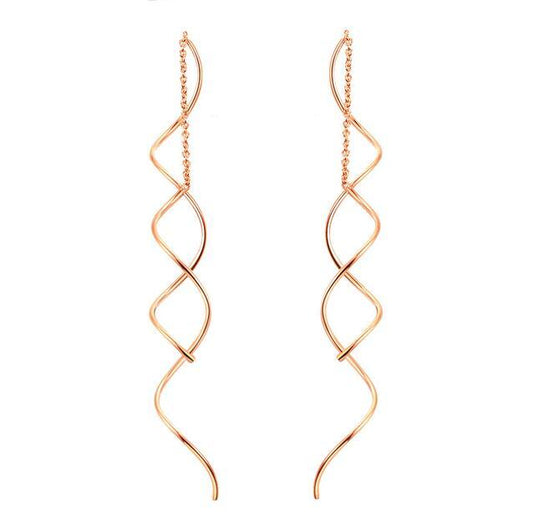 Simple spiral ear line gold colSubtle Solitaire Drop Studsor fashion earrings jewelry wholesale-Jewearrings