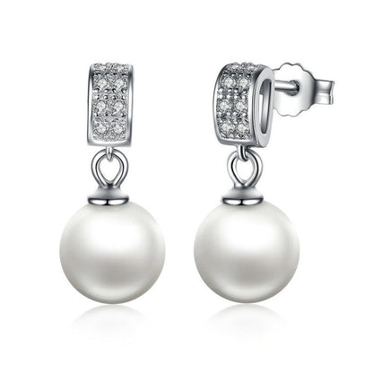 Drop Earrings Fine Jewelry Female Drop Earrings with Pearls Earrings 925 Sterling Silver Jewelry Mother's Day Gift-Jewearrings