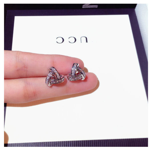 925 silver needle stud earrings simple personality female fashion small-Jewearrings