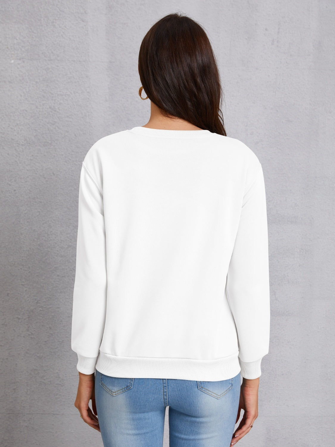 Heart Round Neck Dropped Shoulder Sweatshirt-Jewearrings