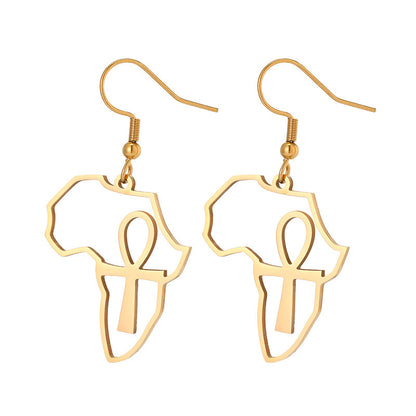 Fashion Hot Sale Cross Africa Map Earrings-Jewearrings