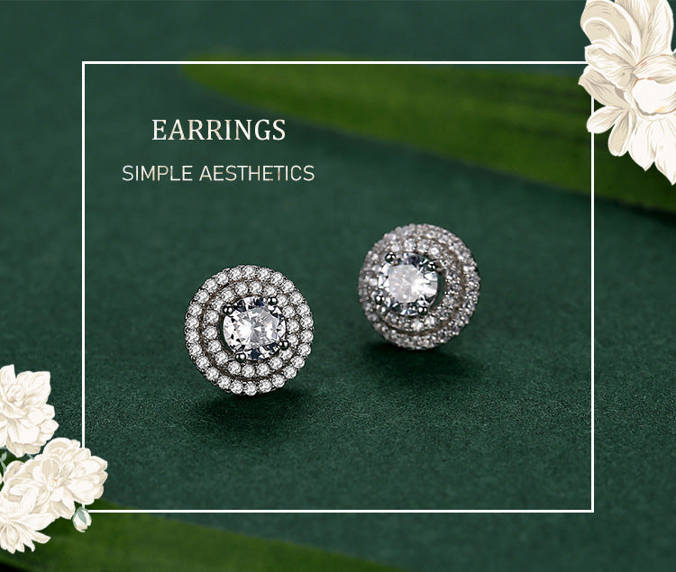 Women's Stylish Round S925 Sterling Silver Stud Earrings-Jewearrings