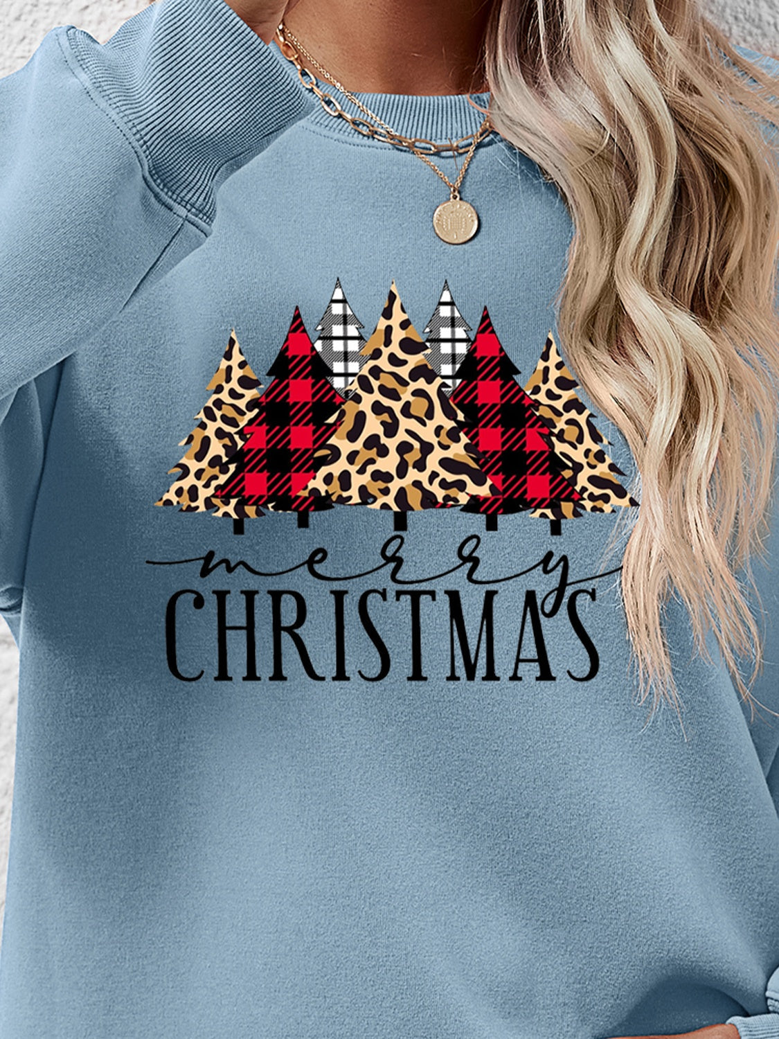 MERRY CHRISTMAS Round Neck Long Sleeve Sweatshirt-Jewearrings