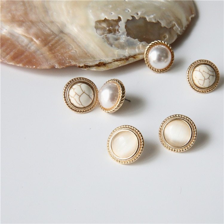 Pearl Cat Eye Stud Earrings-Jewearrings