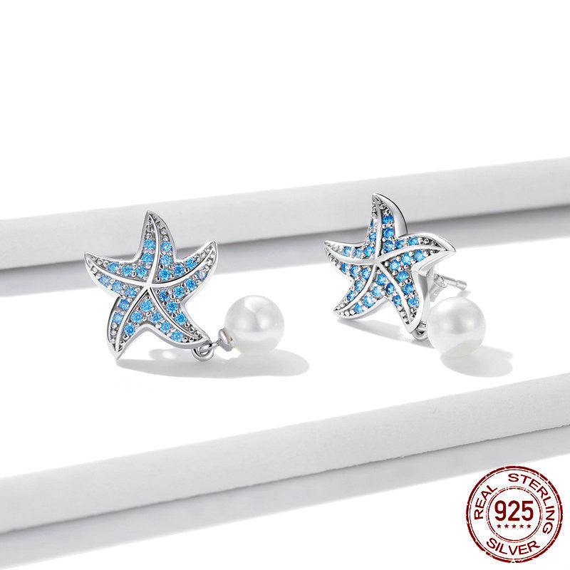 Original Ocean Pearl Starfish Earrings-Jewearrings