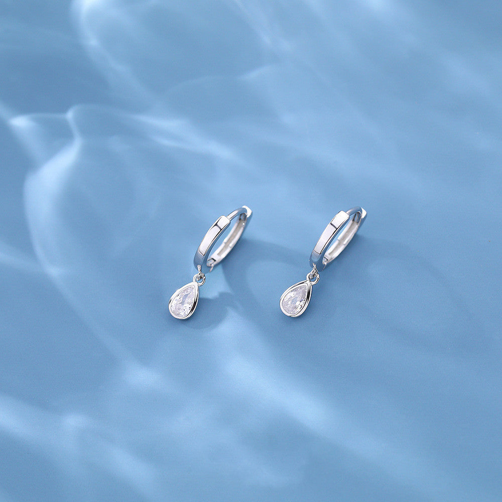 Sterling Silver Drop Zircon Earrings-Jewearrings